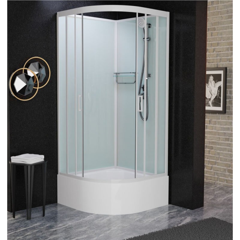 Душевая кабина Frank F409/2 White без крыши, 90 х 90 см, высокий поддон, стекла прозрачные, профиль белый, 132009