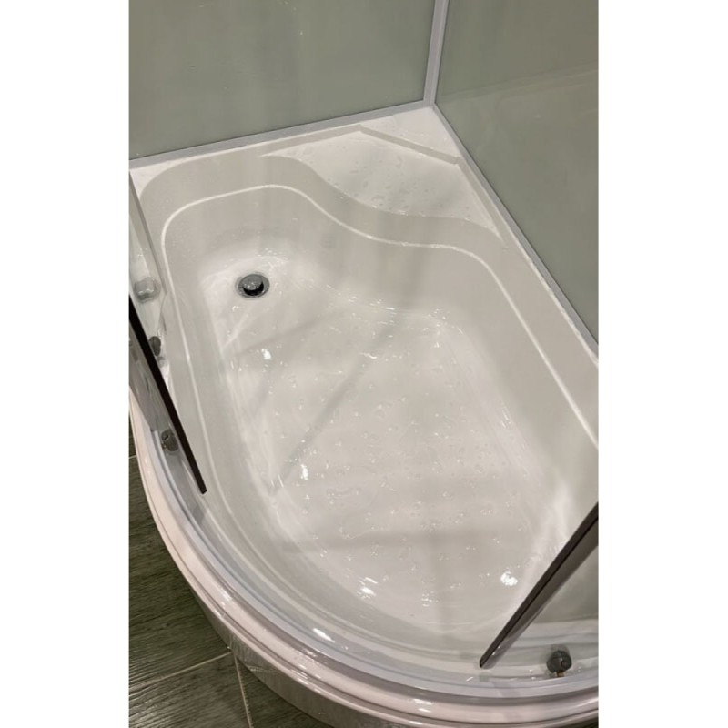 Душевая кабина Frank F412/2 L White без крыши, 120 x 80 см, высокий поддон, стекла прозрачные, профиль белый, 136009