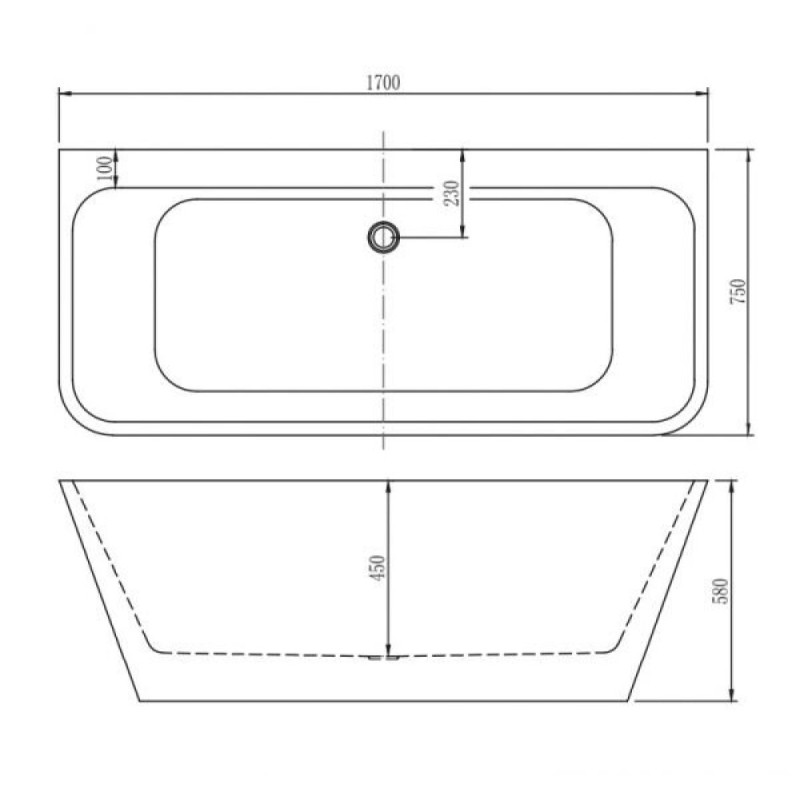 Ванна акриловая Aquanet Family Perfect 170 x 75 см, белый матовый, 260056