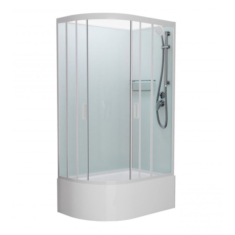 Душевая кабина Frank F412/2 R White без крыши, 120 x 80 см, высокий поддон, стекла прозрачные, профиль белый, 138009