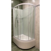 Душевая кабина Frank F412/2 R White без крыши, 120 x 80 см, высокий поддон, стекла прозрачные, профиль белый, 138009