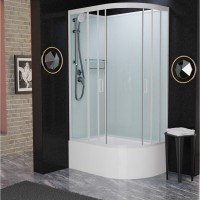 Душевая кабина Frank F412/2 R White без крыши, 120 x 80 см, высокий поддон, стекла прозрачные, профиль белый, 138009