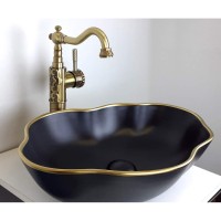 Раковина Bronze de Luxe, 50 х 38 х 21.5 см, накладная, черная, 1395