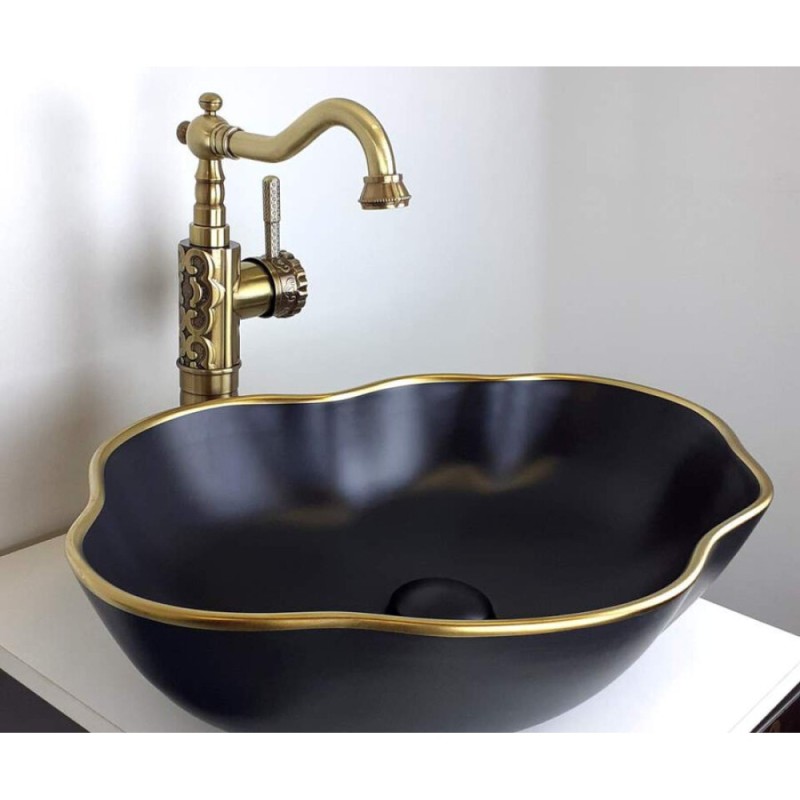 Раковина Bronze de Luxe, 50 х 38 х 21.5 см, накладная, черная, 1395