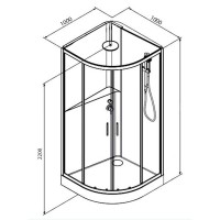 Душевая кабина Frank F400/1 Black 100 х 100 см, средний поддон, стекла прозрачные, профиль черный, 141009