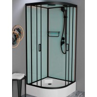 Душевая кабина Frank F400/1 Black 100 х 100 см, средний поддон, стекла прозрачные, профиль черный, 141009