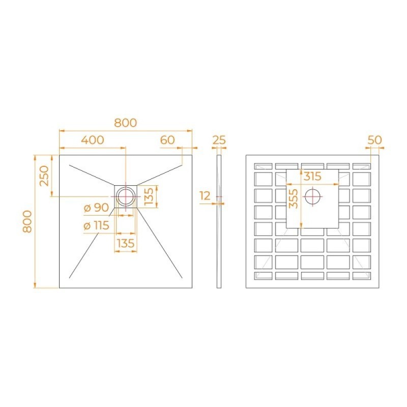 Душевой поддон RGW Stone Tray-W, 14152088-01-11, 80 x 80 см, квадратный, из искусственного камня, белый