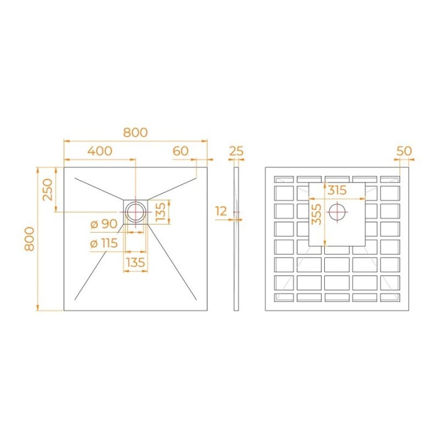Душевой поддон RGW Stone Tray-W, 14152088-01-11, 80 x 80 см, квадратный, из искусственного камня, белый