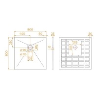 Душевой поддон RGW Stone Tray-G, 14152088-02-11, 80 x 80 см, квадратный, из искусственного камня, графит