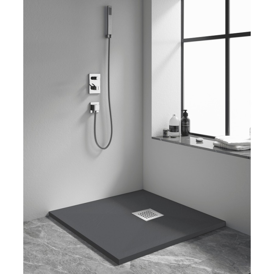 Душевой поддон RGW Stone Tray-G, 14152099-02-11, 90 x 90 см, квадратный, из искусственного камня, графит