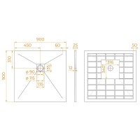 Душевой поддон RGW Stone Tray-G, 14152099-02-11, 90 x 90 см, квадратный, из искусственного камня, графит