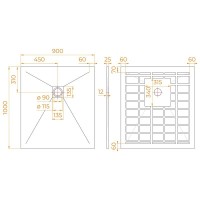 Душевой поддон RGW Stone Tray-W, 14152910-01-11, 90 x 100 см, прямоугольный, из искусственного камня, белый