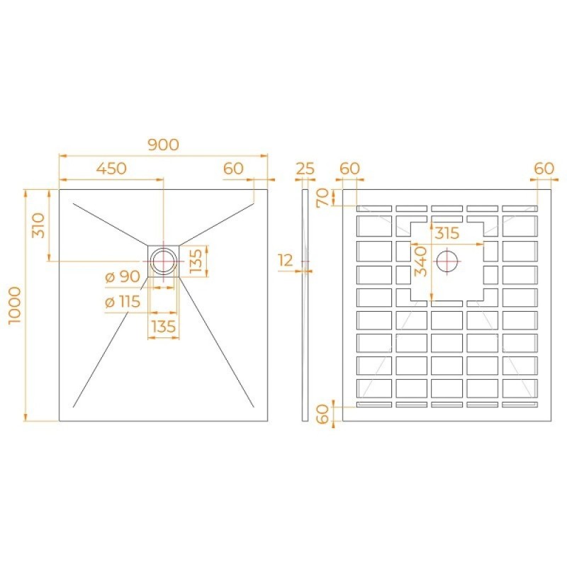 Душевой поддон RGW Stone Tray-G, 14152910-02-11, 90 x 100 см, прямоугольный, из искусственного камня, серый