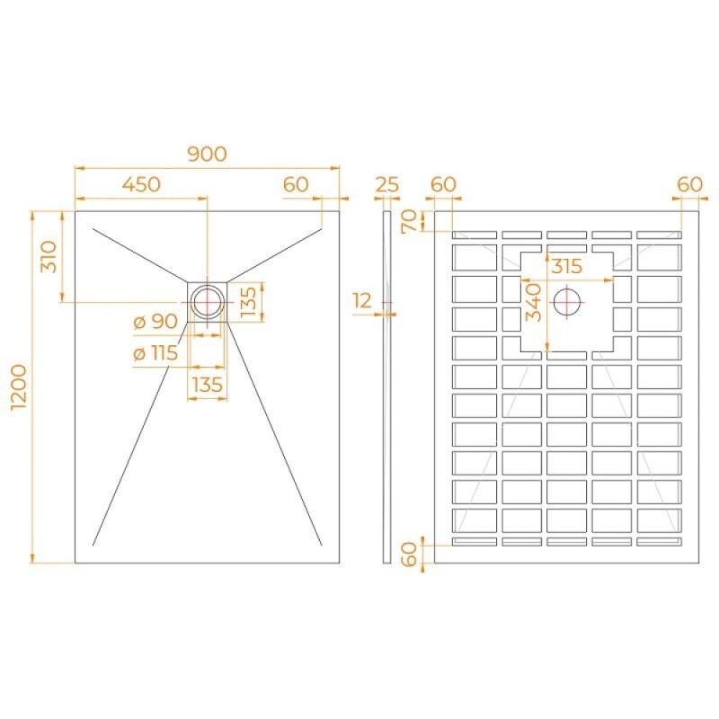 Душевой поддон RGW Stone Tray-G, 14152912-02-11, 90 x 120 см, прямоугольный, из искусственного камня, серый