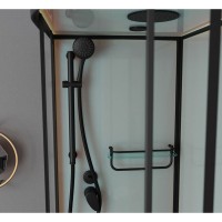Душевая кабина Frank F412/1 L Black, 120 х 80 см, средний поддон, стекла прозрачные, профиль черный, 143009