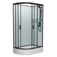 Душевая кабина Frank F412/1 L Black без крыши, 120 х 80 см, средний поддон, стекла прозрачные, профиль черный, 144009
