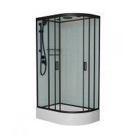 Душевая кабина Frank F412/1 R Black, 120 х 80 см, средний поддон, стекла прозрачные, профиль черный, 145009