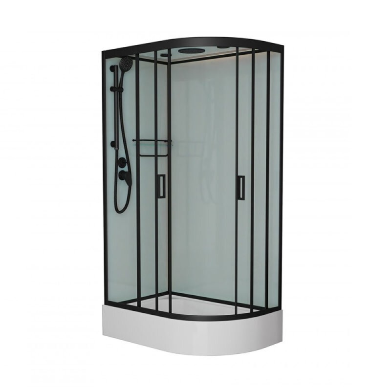 Душевая кабина Frank F412/1 R Black, 120 х 80 см, средний поддон, стекла прозрачные, профиль черный, 145009