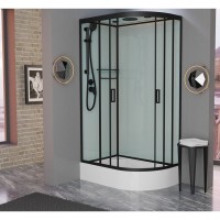 Душевая кабина Frank F412/1 R Black, 120 х 80 см, средний поддон, стекла прозрачные, профиль черный, 145009