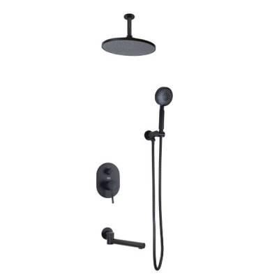 Душевая система Bronze De Luxe Scandi 14582/1B, скрытый монтаж, с изливом, черный матовый