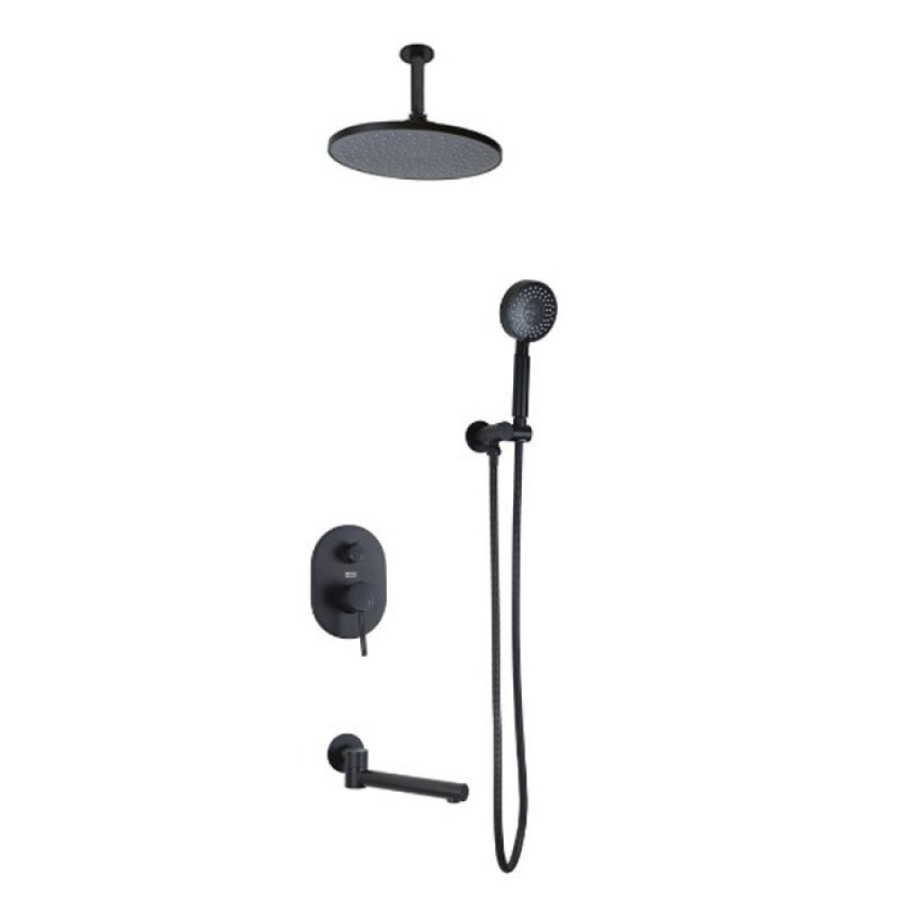 Душевая система Bronze De Luxe Scandi 14582/1B, скрытый монтаж, с изливом, черный матовый