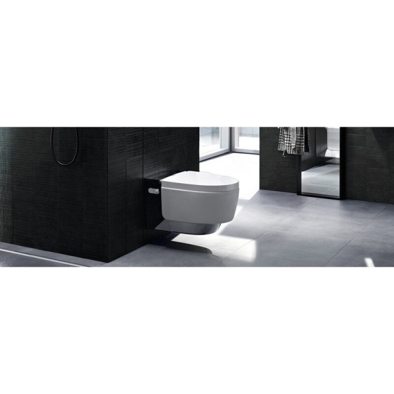 Электронный унитаз подвесной Geberit AquaClean mera comfort 146.214.21.1 с функцией биде и системой удаления запахов, цвет глянцевый хром