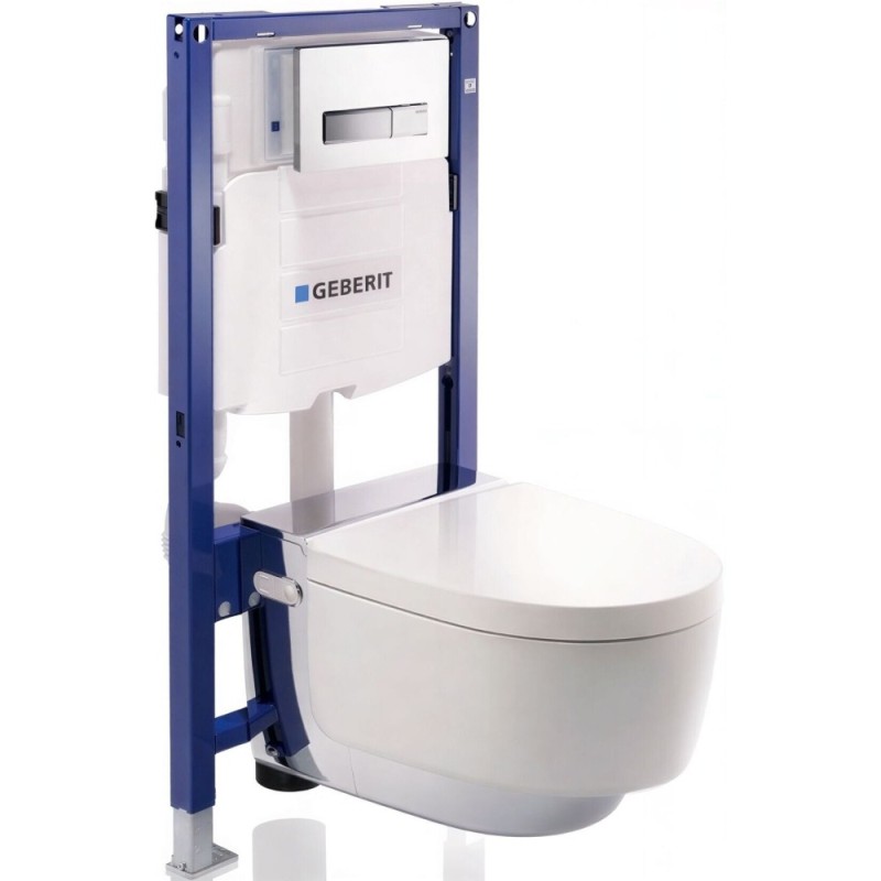 Электронный унитаз подвесной Geberit AquaClean mera comfort 146.214.21.1 с функцией биде и системой удаления запахов, цвет глянцевый хром