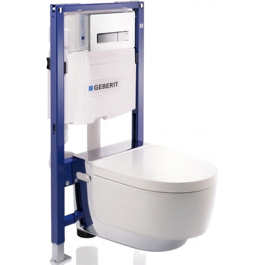 Электронный унитаз подвесной Geberit AquaClean mera comfort 146.214.21.1 с функцией биде и системой удаления запахов, цвет глянцевый хром