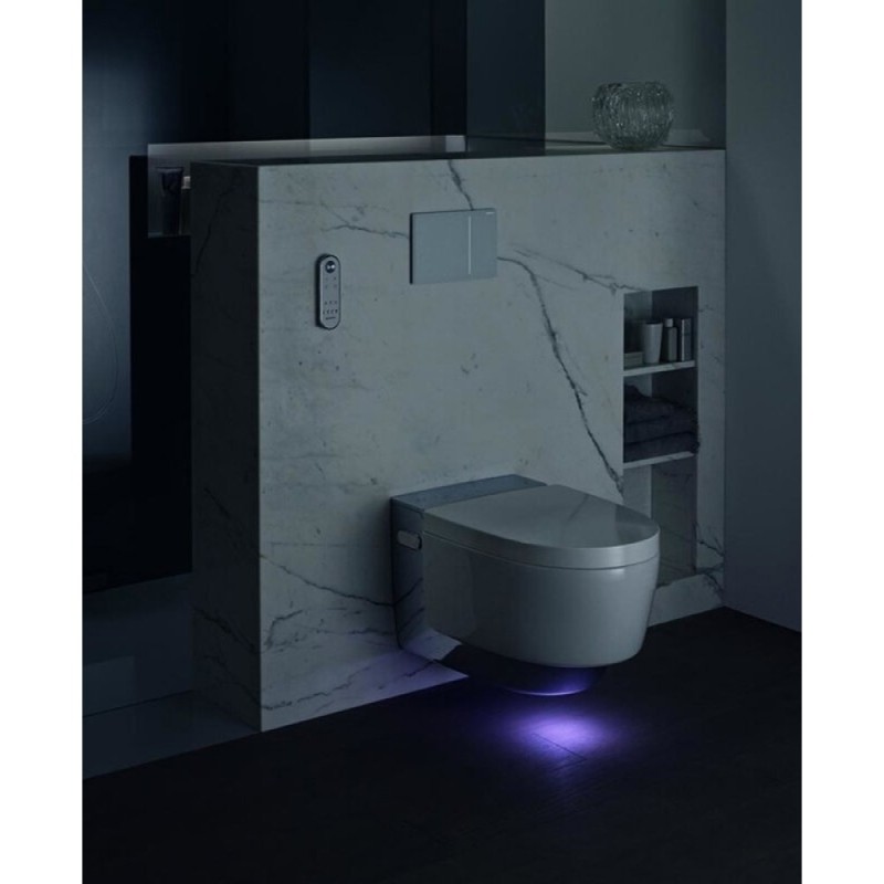 Электронный унитаз подвесной Geberit AquaClean mera comfort 146.214.21.1 с функцией биде и системой удаления запахов, цвет глянцевый хром