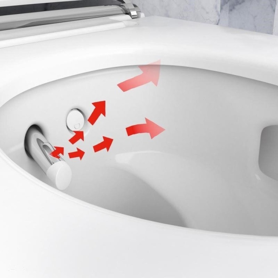 Электронный унитаз подвесной Geberit AquaClean mera comfort 146.214.21.1 с функцией биде и системой удаления запахов, цвет глянцевый хром