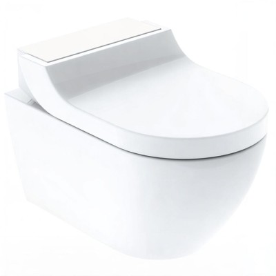 Электронный унитаз Geberit AquaClean Tuma Comfort 146.294.SI.1 с крышкой-биде, панель белое стекло