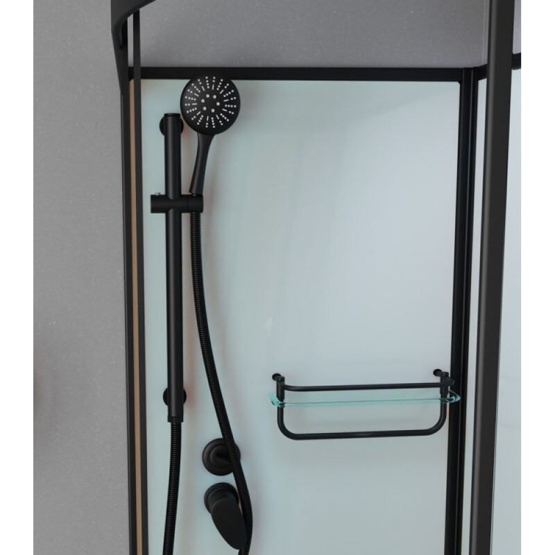 Душевая кабина Frank F412/1 R Black без крыши, 120 х 80 см, средний поддон, стекла прозрачные, профиль черный, 146009