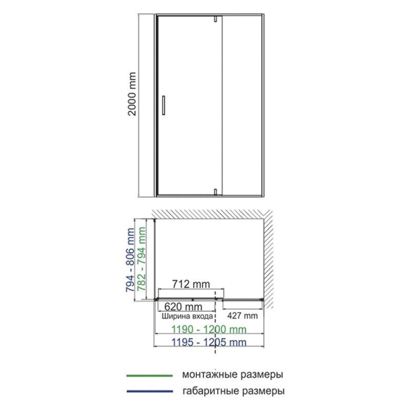 Душевой уголок WasserKRAFT Spree 14P06, 120 х 80 см, профиль никель, стекло прозрачное