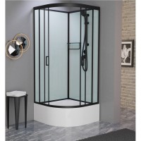 Душевая кабина Frank F400/2 Black без крыши, 100 х 100 см, высокий поддон, стекла прозрачные, профиль черный, 150009