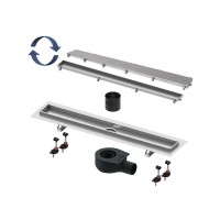 Комплект TECE Linus 15103079, 70 см, для монтажа дренажного канала 2 в 1 с основой для плитки tile и steel, с мембраной, хром матовый