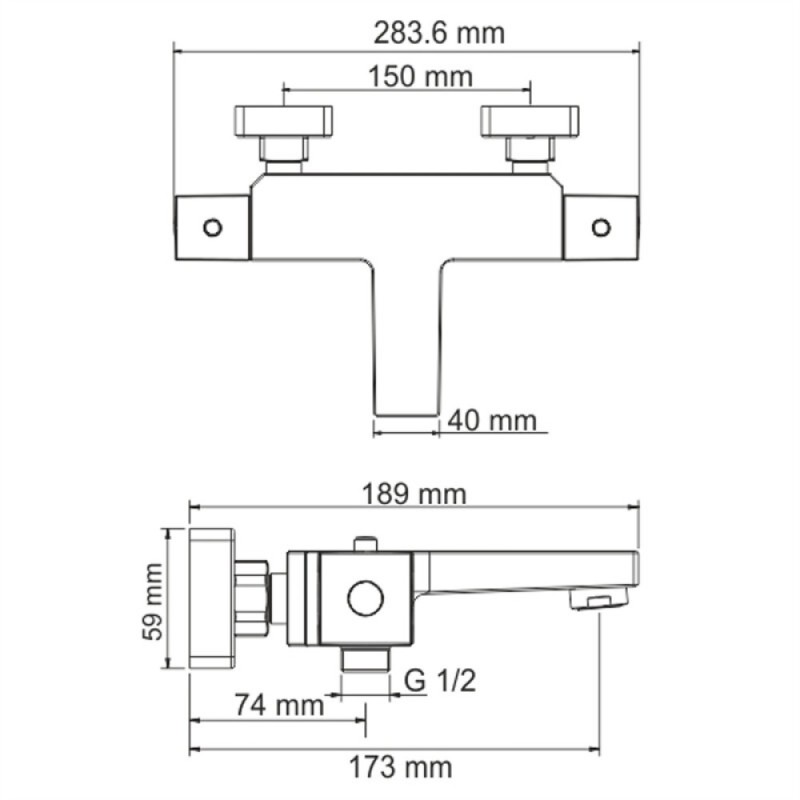 Смеситель WasserKRAFT АIme 1511 Thermo, термостатический, для ванны и душа, хром