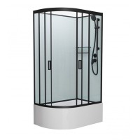 Душевая кабина Frank F412/2L Black без крыши, 120 x 80 см, высокий поддон, стекла прозрачные, профиль черный, 152009