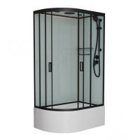 Душевая кабина Frank F412/2R Black, 120 x 80 см, высокий поддон, стекла прозрачные, профиль черный, 153009