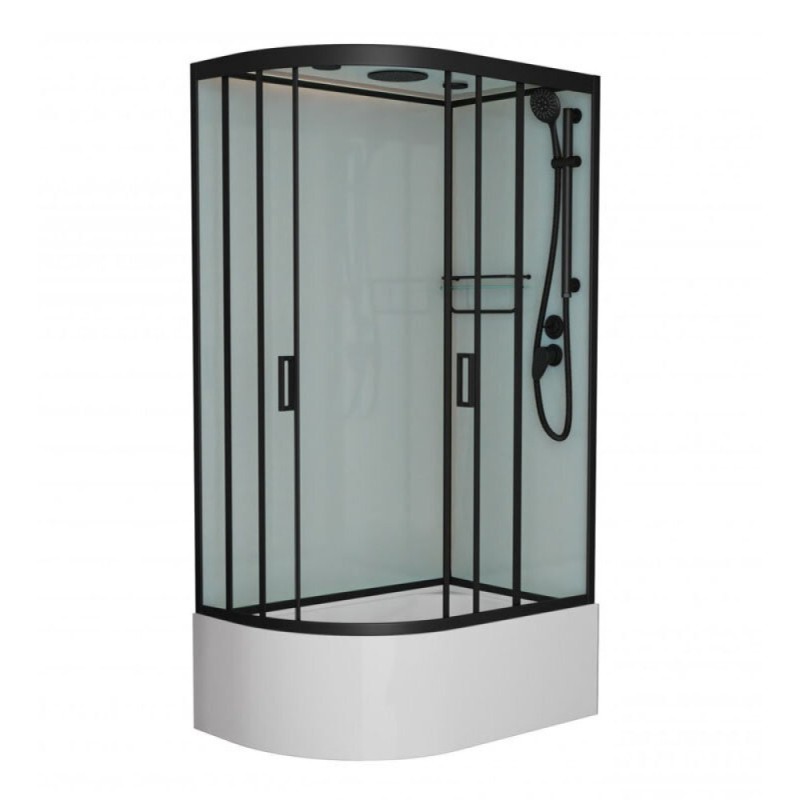 Душевая кабина Frank F412/2R Black, 120 x 80 см, высокий поддон, стекла прозрачные, профиль черный, 153009