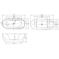 Ванна акриловая Aquanet Family Sweet 155778-GW-MB, 170 x 78 см, цвет черный матовый