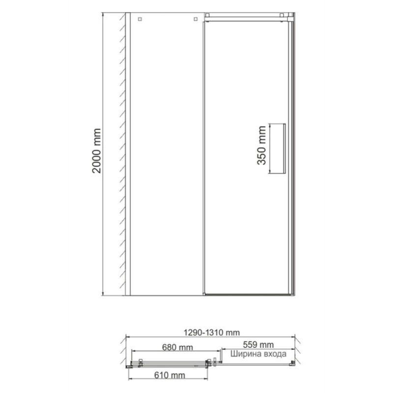 Душевая дверь WasserKRAFT 15R30 130 х 200 см