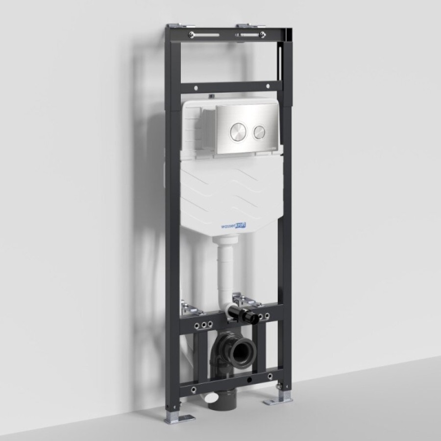 Инсталляция для унитаза WasserKraft Alme 15TLT.010.ME.BN01, механическая клавиша никель