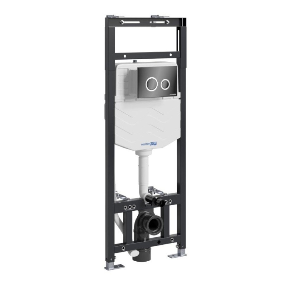 Инсталляция для унитаза WasserKraft Alme 15TLT.010.ME.PB01, механическая клавиша черная, ободки хром