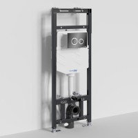 Инсталляция для унитаза WasserKraft Alme 15TLT.010.ME.PB01, механическая клавиша черная, ободки хром