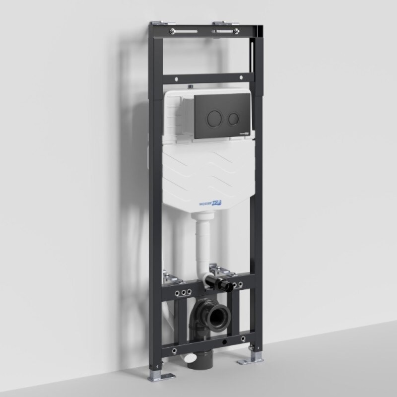 Инсталляция для унитаза WasserKraft Alme 15TLT.010.ME.MB01, механическая клавиша черная матовая