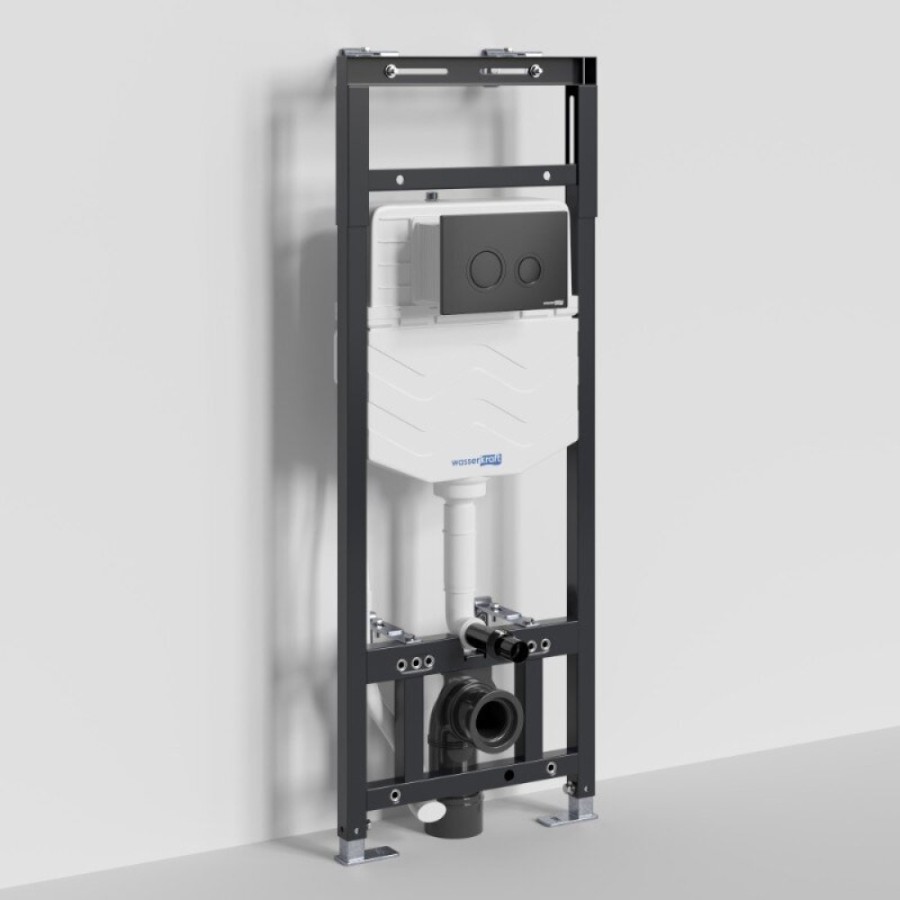Инсталляция для унитаза WasserKraft Alme 15TLT.010.ME.MB01, механическая клавиша черная матовая