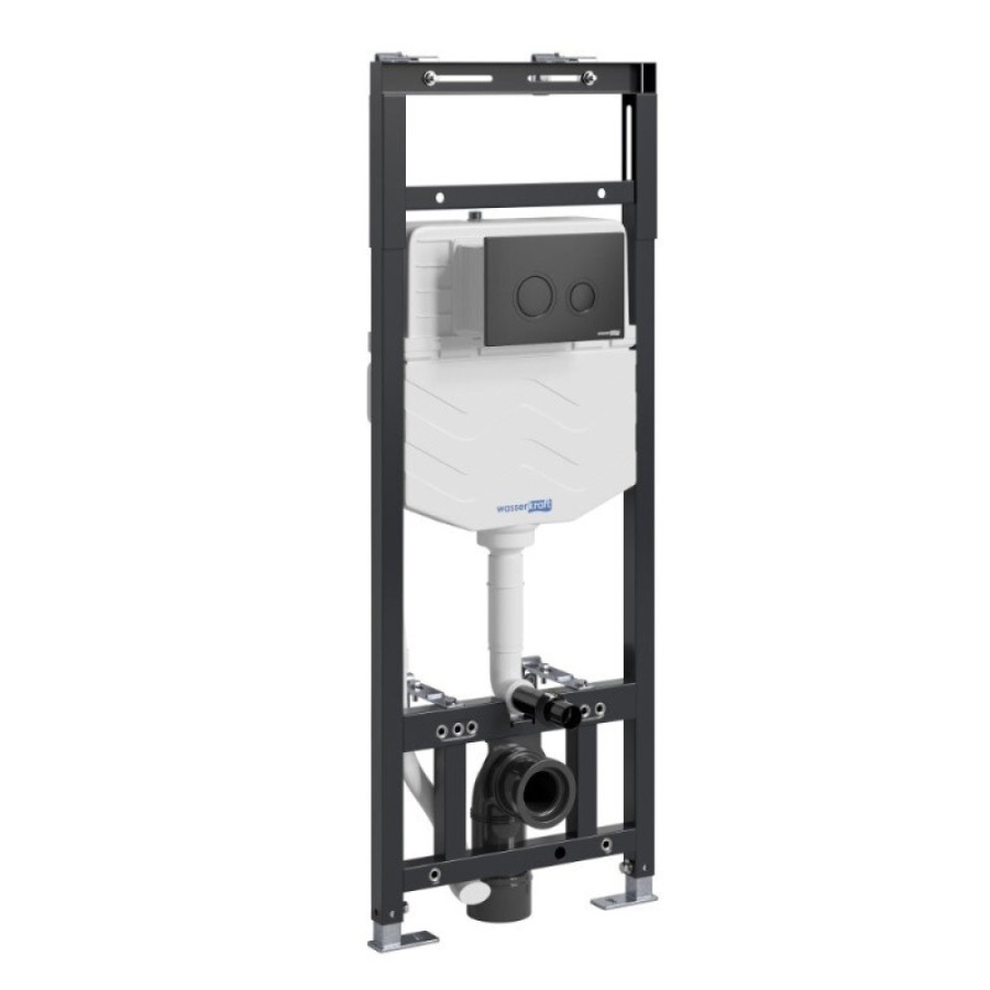 Инсталляция для унитаза WasserKraft Alme 15TLT.010.ME.MB01, механическая клавиша черная матовая
