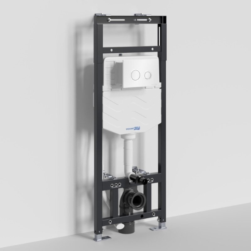 Инсталляция для унитаза WasserKraft Alme 15TLT.010.ME.WH01, механическая клавиша белая, ободки хром