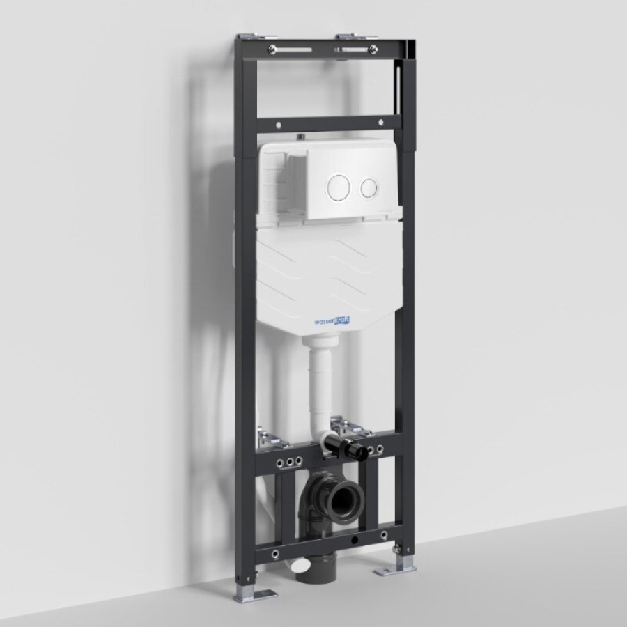 Инсталляция для унитаза WasserKraft Alme 15TLT.010.ME.WH01, механическая клавиша белая, ободки хром