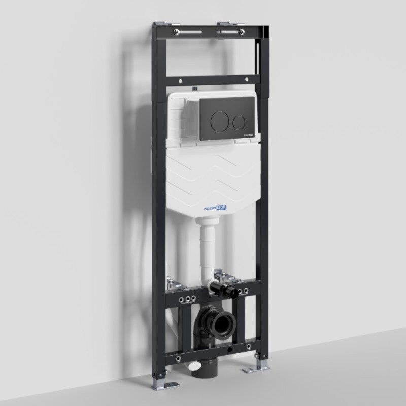 Инсталляция для унитаза WasserKraft Alme 15TLT.010.ME.MB02, механическая клавиша черная матовая